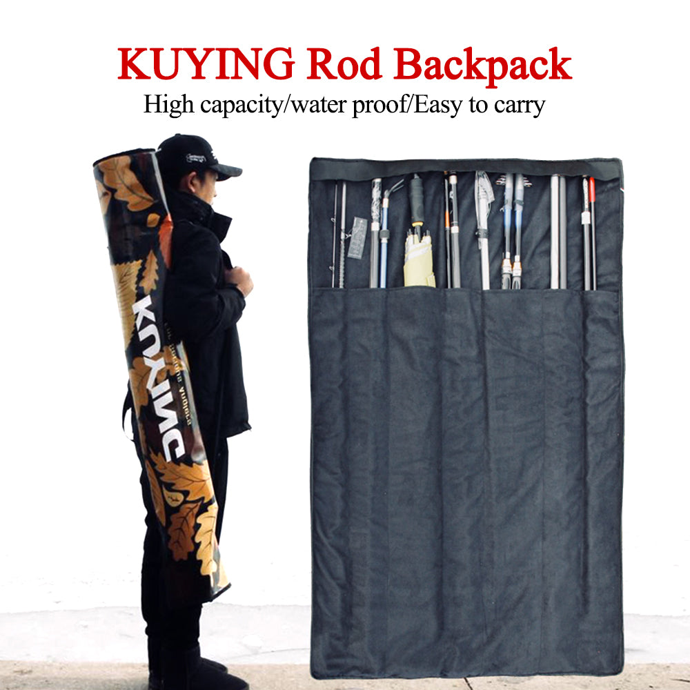 KUYING Fishing Rod Pole Bag Backpack Foldable Storage Carry Outside Tool Tackle Max Length 130cm