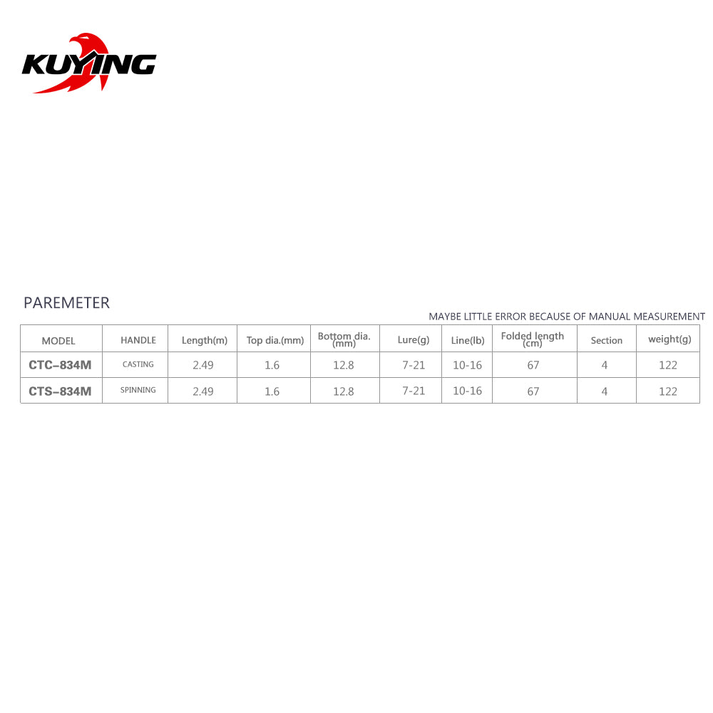 KUYING CULTER GAME 2.49m 8'3" Spinning Baitcasting Medium Fishing Lure Rod Cane Stick Mini Travel Rod Carbon Far Casting