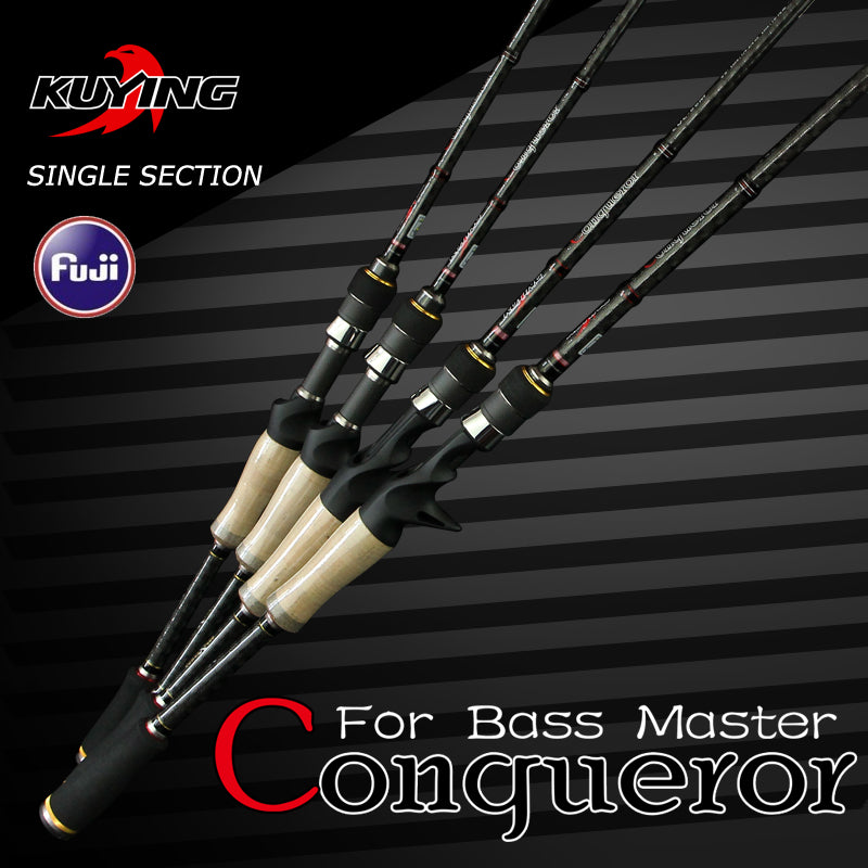 KUYING Conqueror 1.95m 1.98m 2m 2.05m Fast Action Carbon Lure Casting Spinning Fishing Rod Fish Pole BASS Master Hard Soft