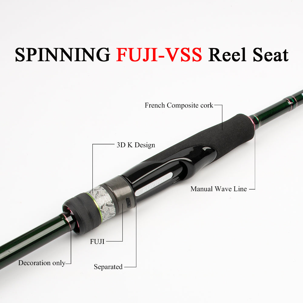 KUYING CULTER GAME 2.28m 2.37m 2.46m 2.49m 2.58m Spinning Casting Fishing Lure Rod Fish Cane Stick Pole Carbon Medium light hard