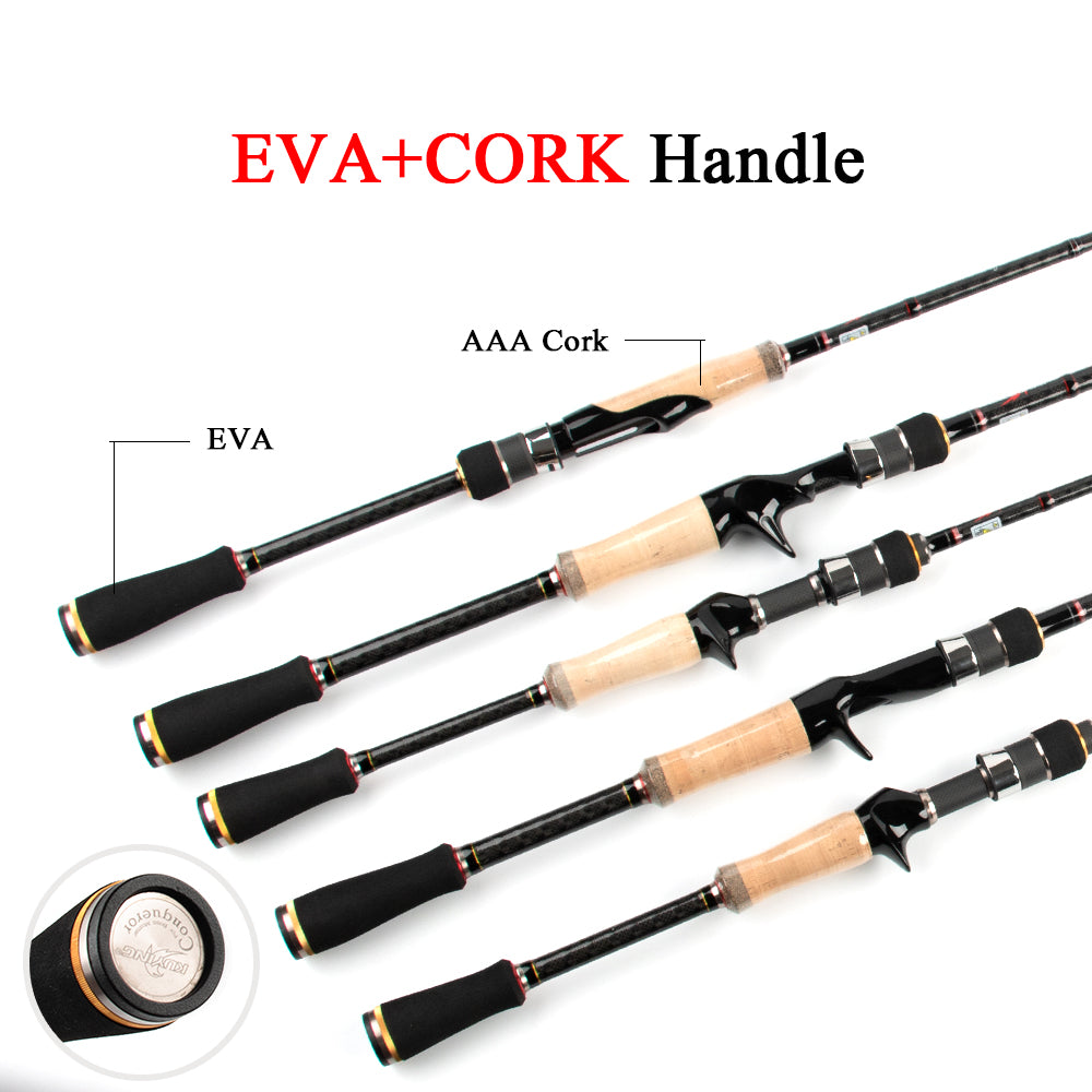 KUYING Conqueror 1.95m 1.98m 2m 2.05m Fast Action Carbon Lure Casting Spinning Fishing Rod Fish Pole BASS Master Hard Soft