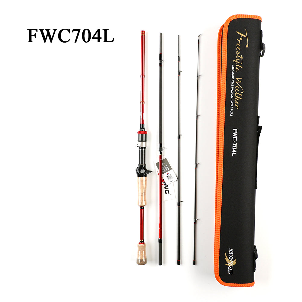 KUYING Freestyle Walker 2.1m 7'0" Spinning Casting Fishing Carbon Mini Travel Rod Soft Light Pole Cane Stick 2-10g Lure