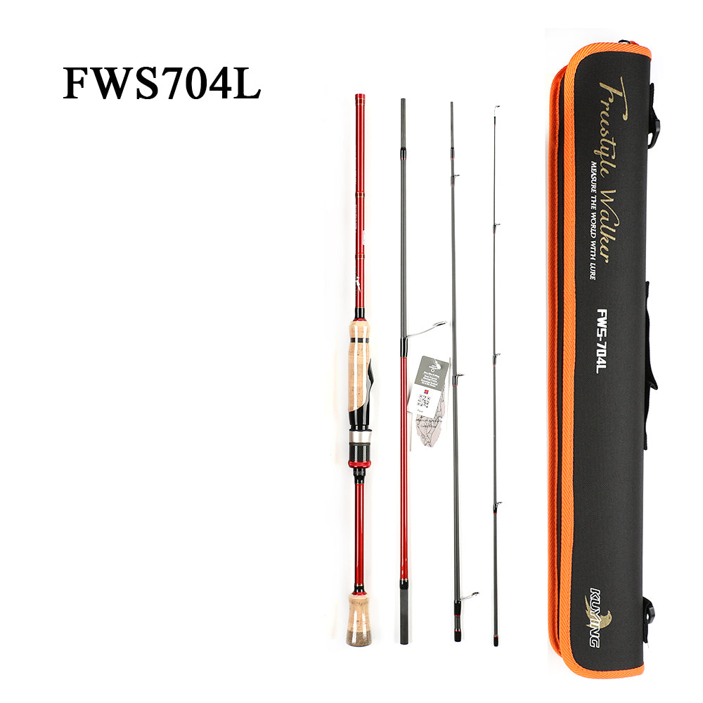 KUYING Freestyle Walker 2.1m 7'0" Spinning Casting Fishing Carbon Mini Travel Rod Soft Light Pole Cane Stick 2-10g Lure